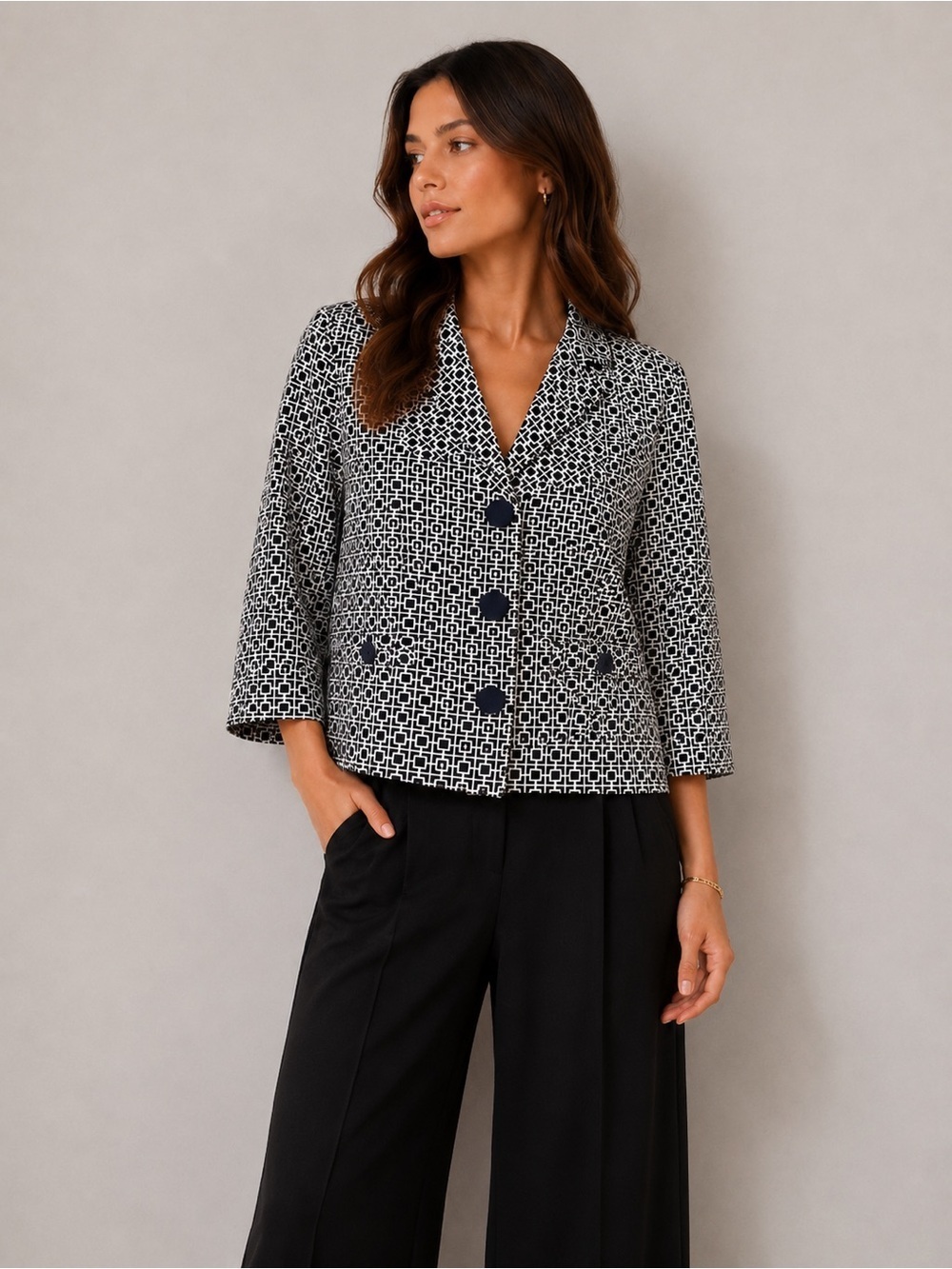 Banana republic geometric silk blend crop jacket 2